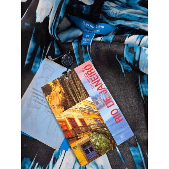 NWT Derek Lam For Design Nation Halter Dress Tunic Black/Teal/White Poly Sz XL - Picture 7 of 8